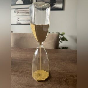 Pottery Barn Hour Glass Gold Sand 9”